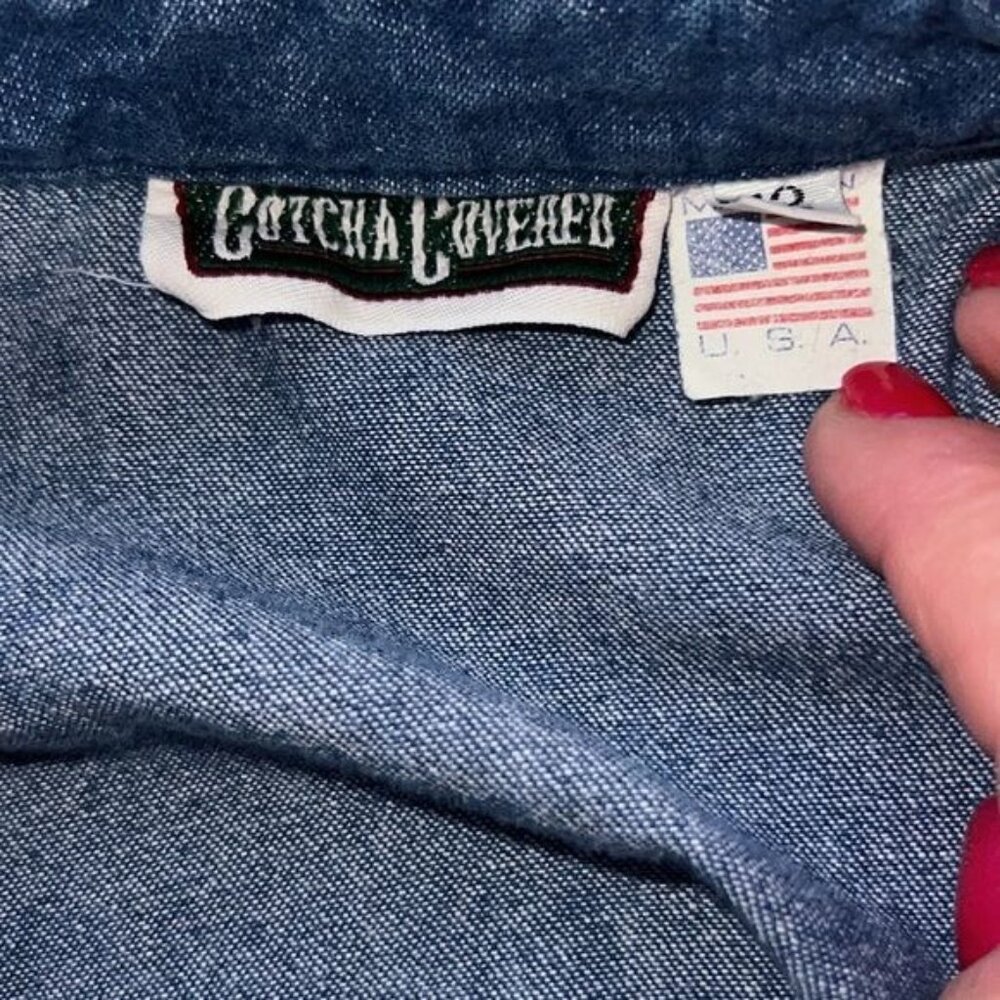 Gotcha Covered Vintage Denim Button-Up Midi Dress w/ Elastic Waist & Pockets 12 - Picture 9 of 11